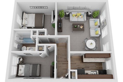 2 Bedroom 1 Bath 829sf  renovated floor plan, Mt. Ridge Apartments, Baltimore MD